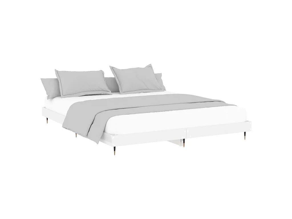 Cadre de lit sans matelas blanc brillant 160x200 cm