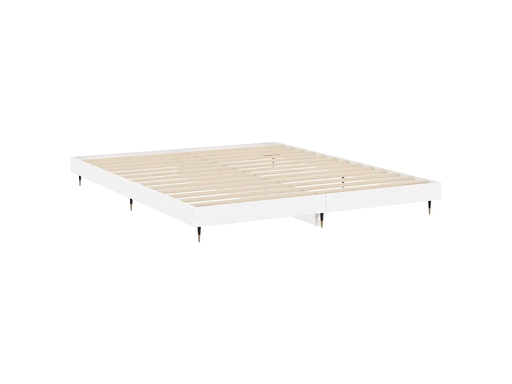 Cadre de lit sans matelas blanc brillant 160x200 cm