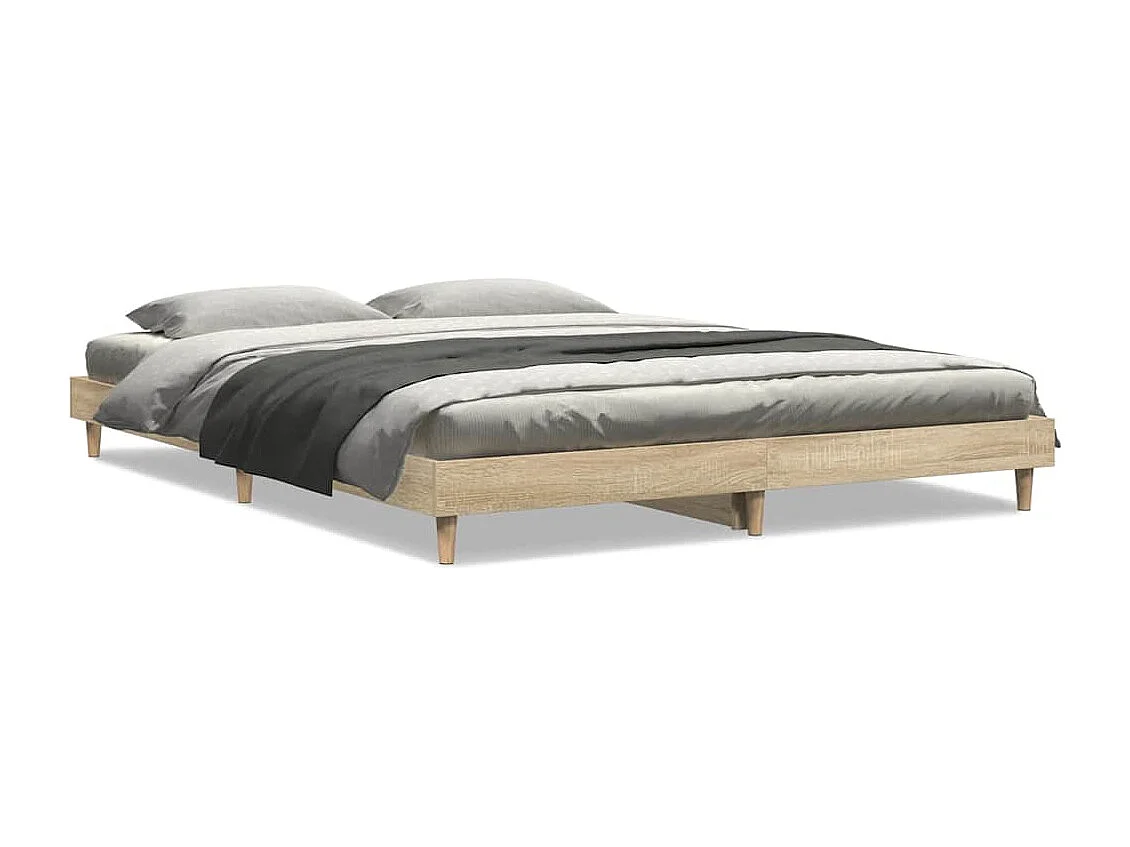 Bedframe bewerkt hout sonoma eikenkleurig 135x190 cm