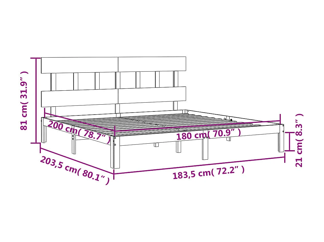 Cadre de lit sans matelas bois massif de pin