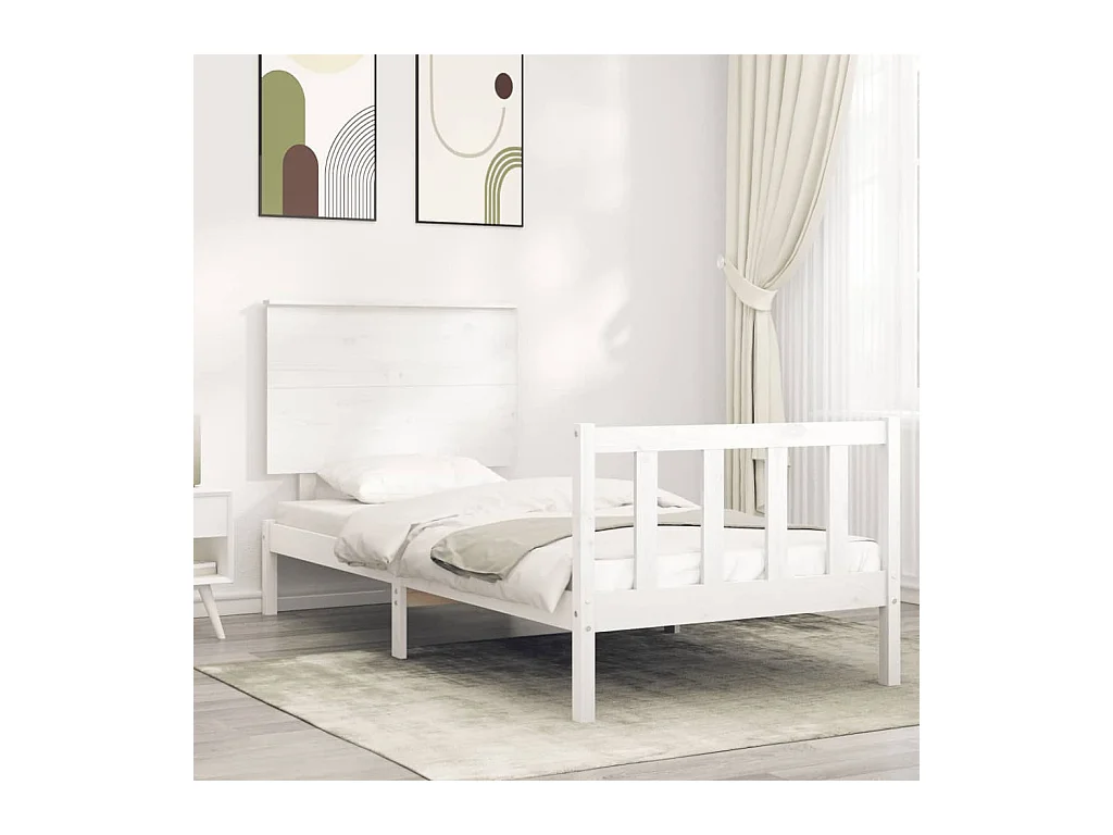 Cadre de lit sans matelas blanc 100x200 cm bois de pin massif