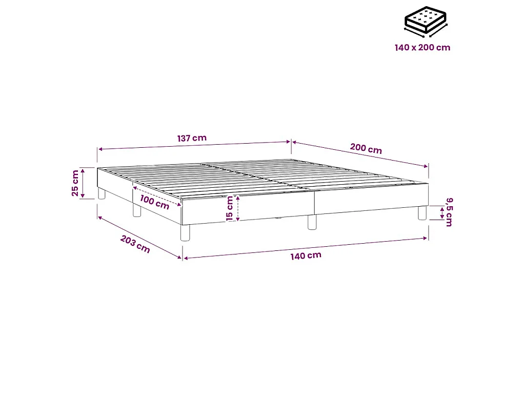 Boxspring bed stof zwart 140x200 cm