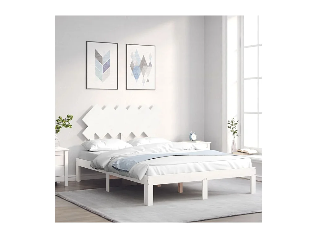 Bedframe zonder matras massief grenenhout wit 120x200 cm