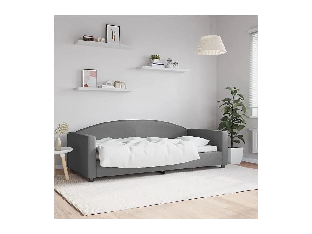 Lit de repos sans matelas gris foncé 90x200 cm tissu
