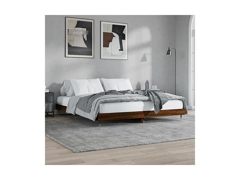 Estrutura cama sem colchão 200x200 cm carvalho castanho