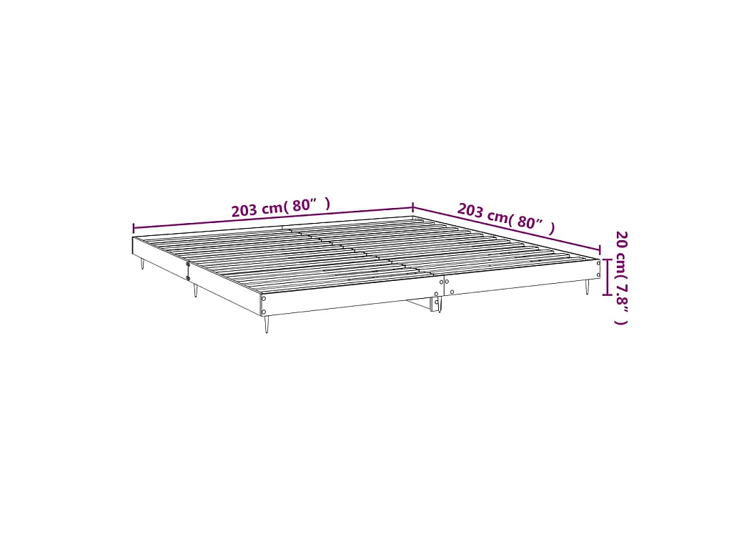Bedframe zonder matras 200x200 cm spaanplaat bruin eikenkleurig