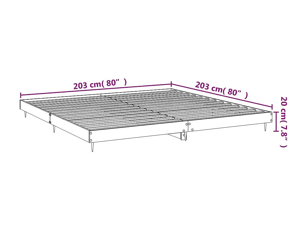 Bedframe zonder matras 200x200 cm spaanplaat bruin eikenkleurig