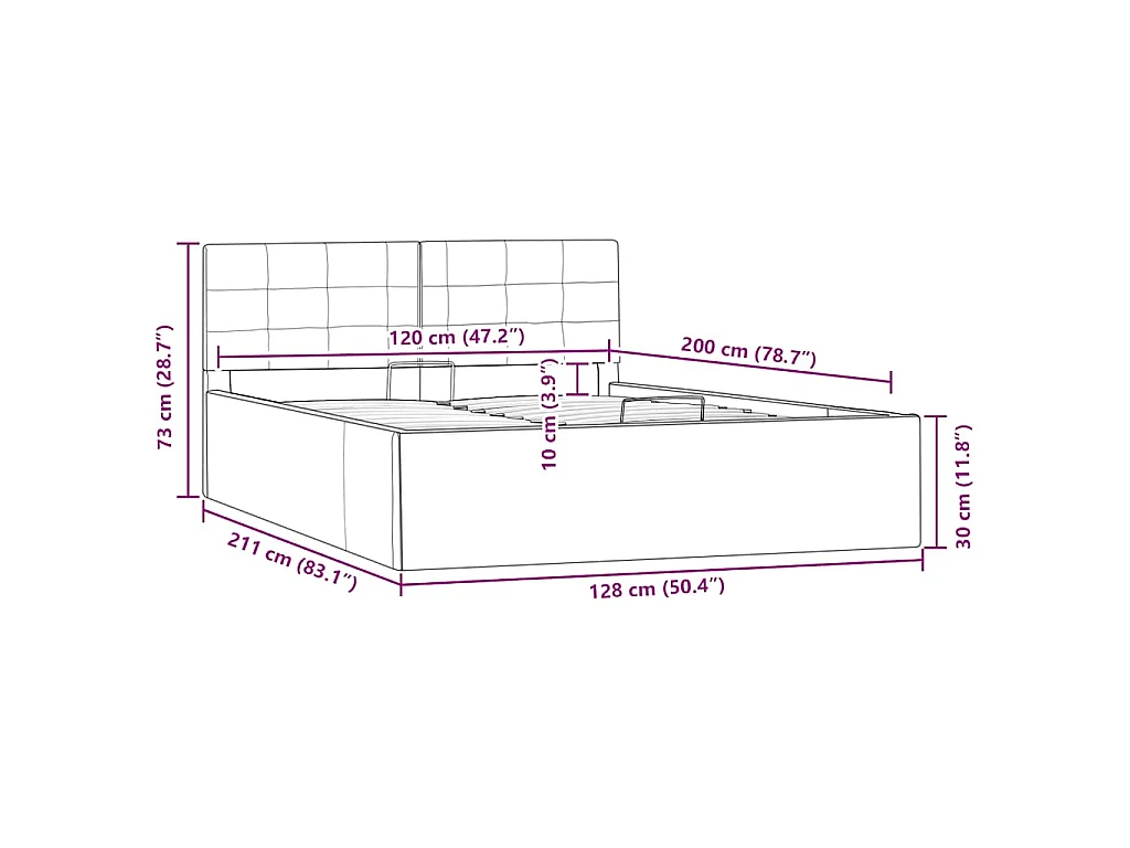 Bedframe met opbergruimte hydraulisch kunstleer wit 120x200 cm
