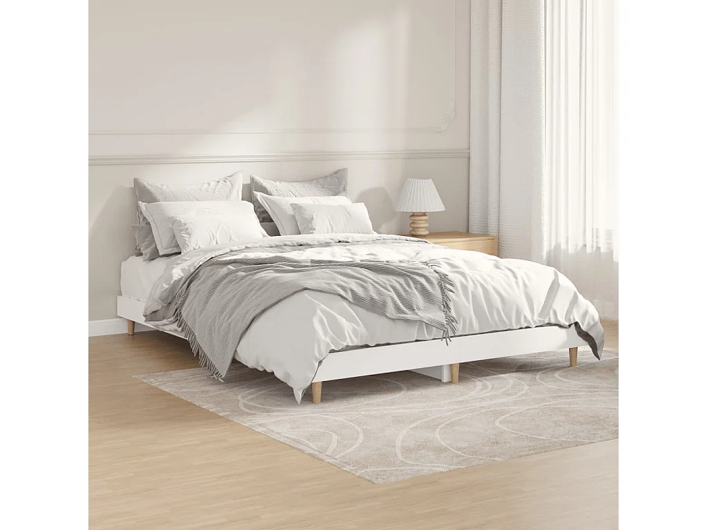 Cadre de lit sans matelas blanc 140x190 cm bois d'ingénierie