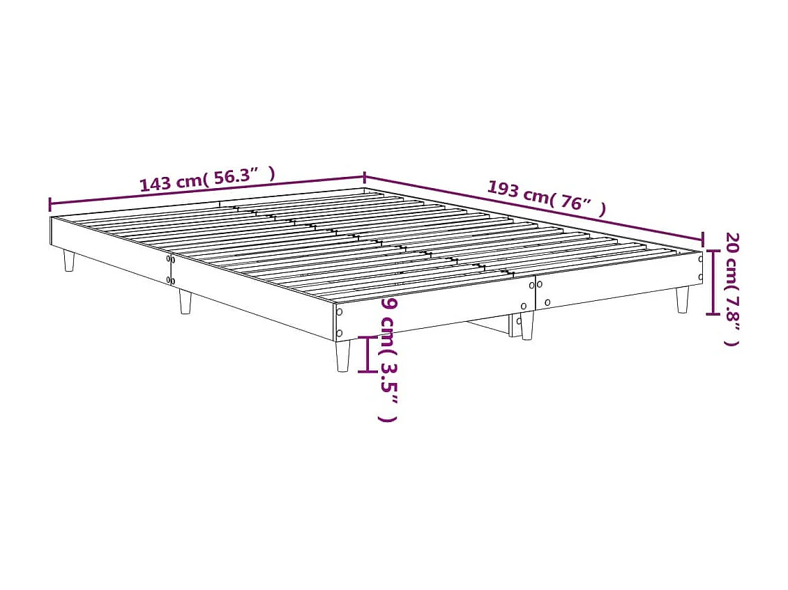 Cadre de lit sans matelas blanc 140x190 cm bois d'ingénierie