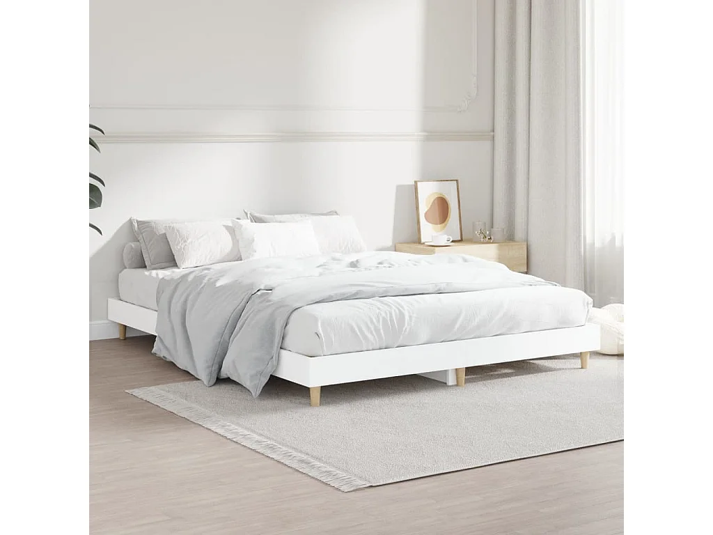 Cadre de lit sans matelas blanc 140x190 cm bois d'ingénierie