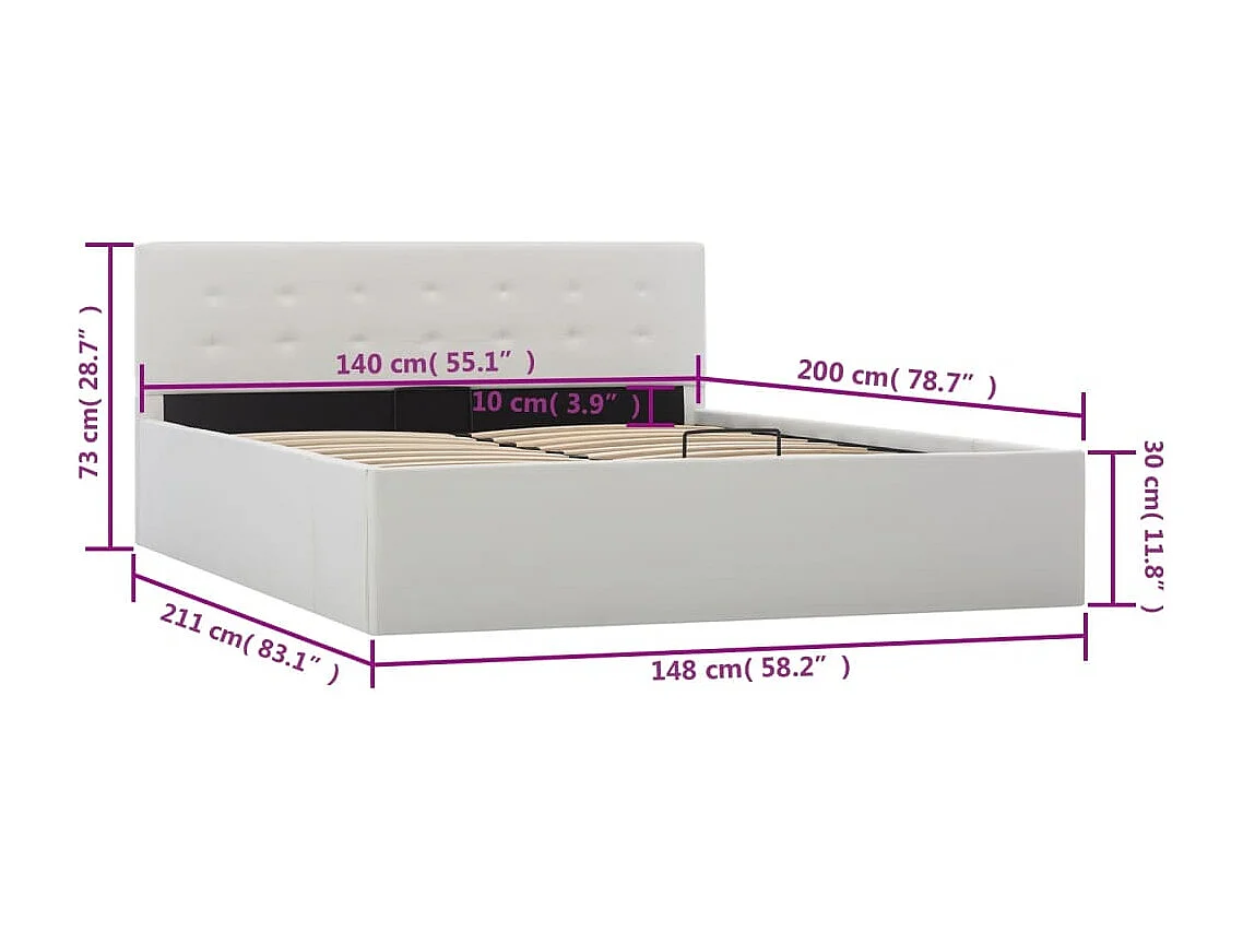 Giroletto con Contenitore Idraulico Bianco Similpelle 140x200cm