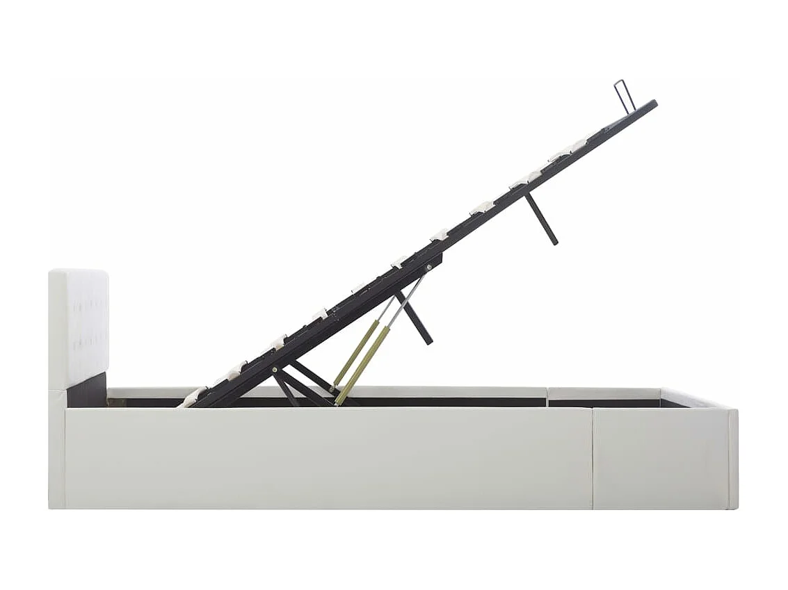Stauraumbett Hydraulisch Weiß Kunstleder 140×200 cm