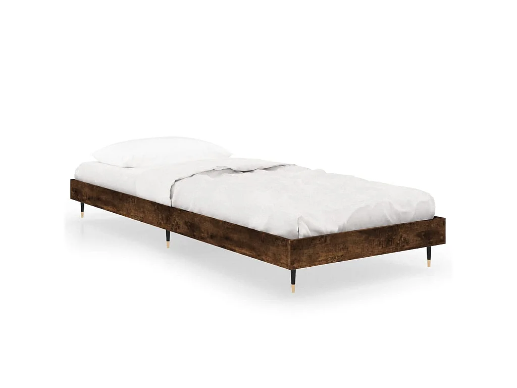 Cadre de lit sans matelas chêne fumé 75x190cm bois d'ingénierie
