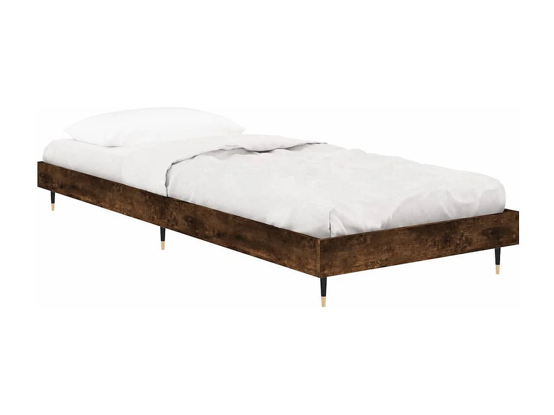 Cadre de lit sans matelas chêne fumé 75x190cm bois d'ingénierie
