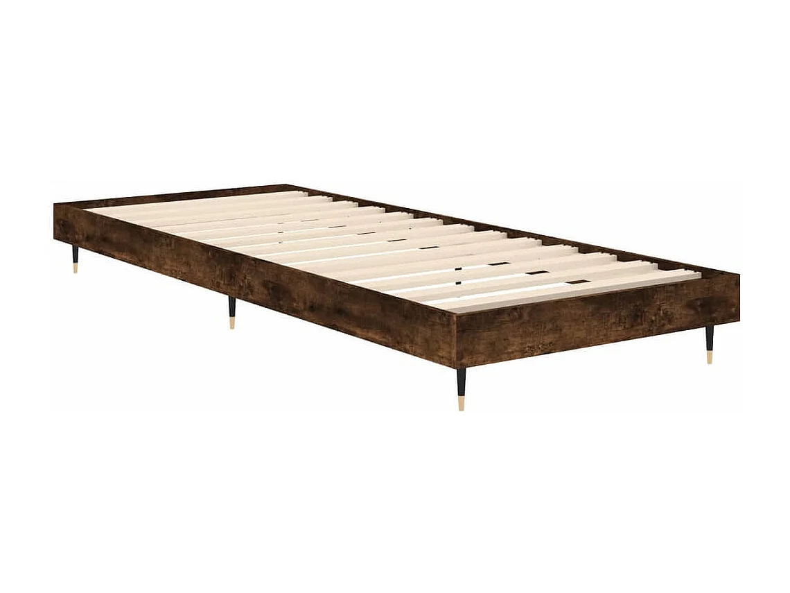 Cadre de lit sans matelas chêne fumé 75x190cm bois d'ingénierie