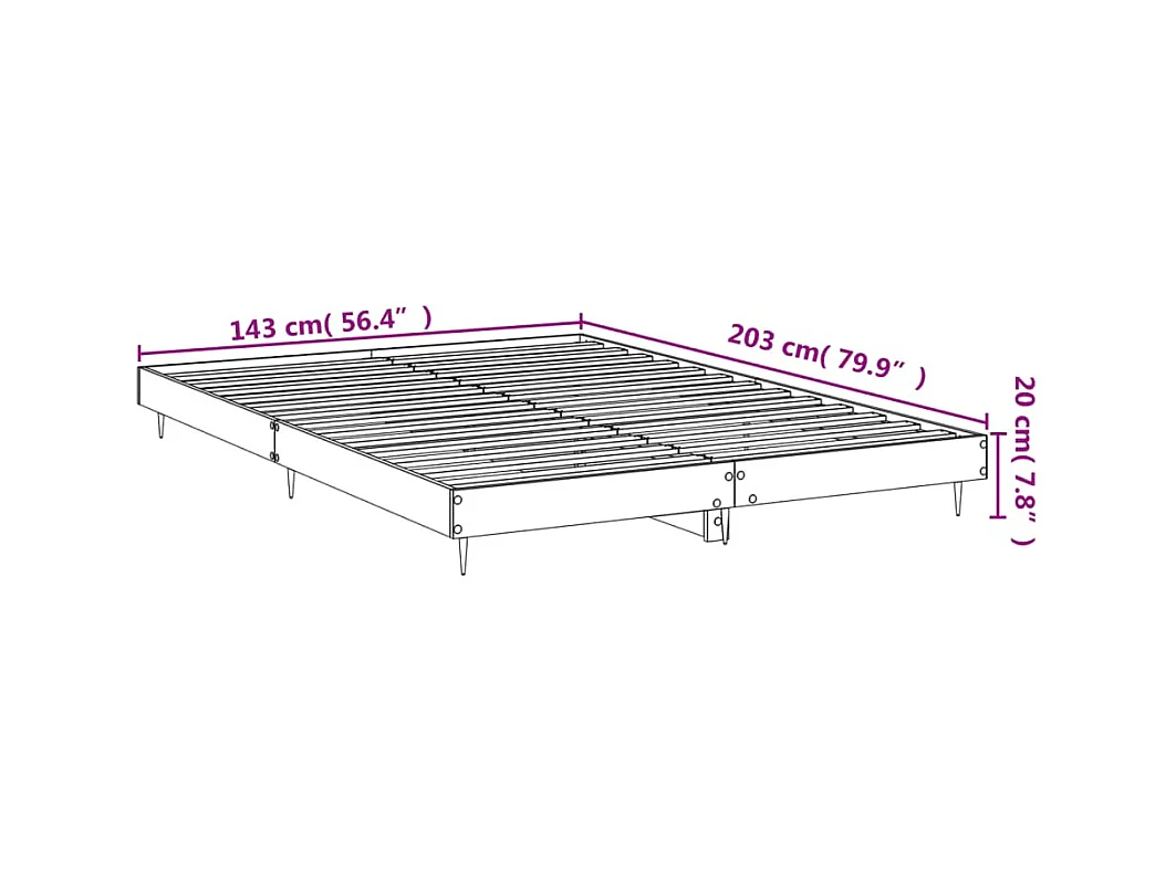Bettgestell Grau Sonoma 140x200 cm Holzwerkstoff