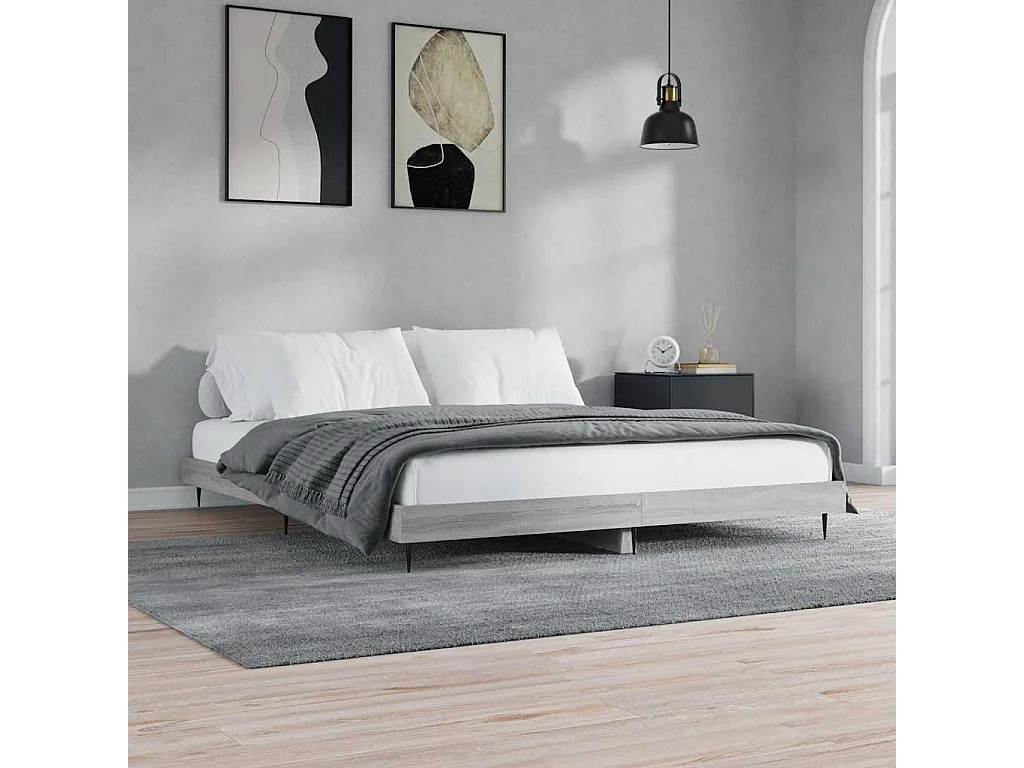 Cadre de lit sans matelas sonoma gris 140x200 cm