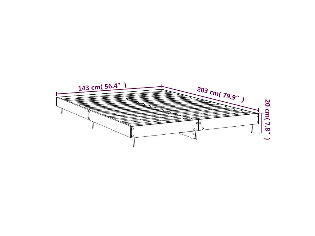 Cadre de lit sans matelas sonoma gris 140x200 cm