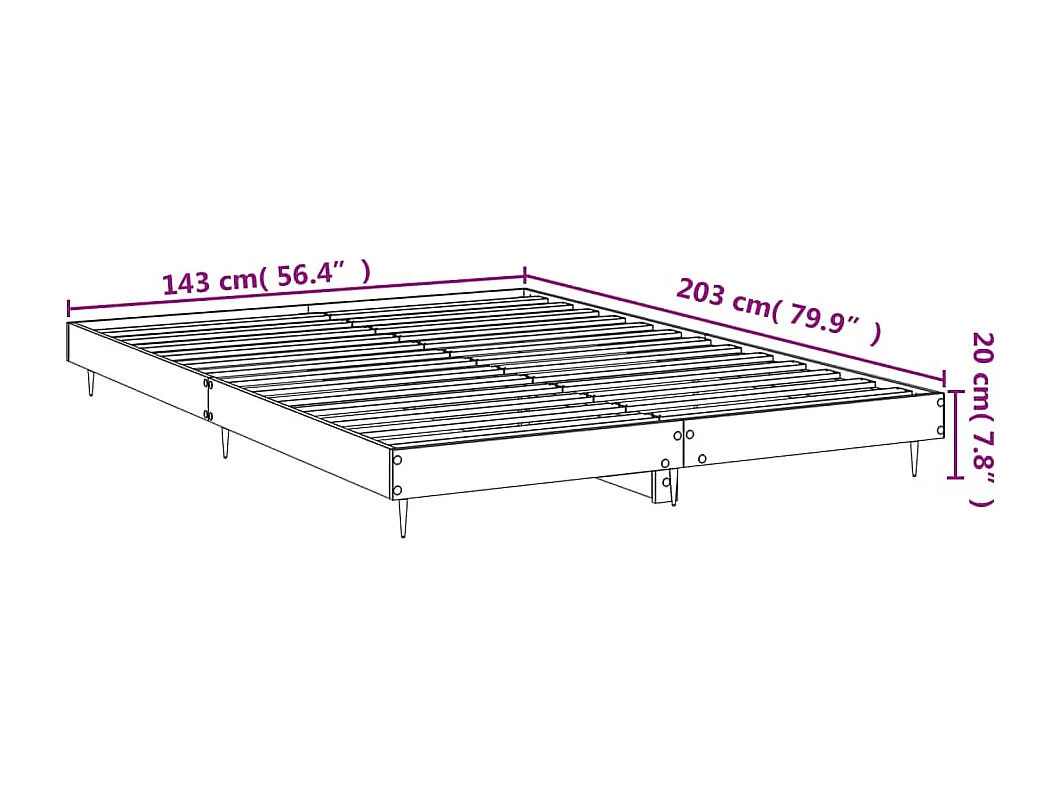 Cadre de lit sans matelas sonoma gris 140x200 cm