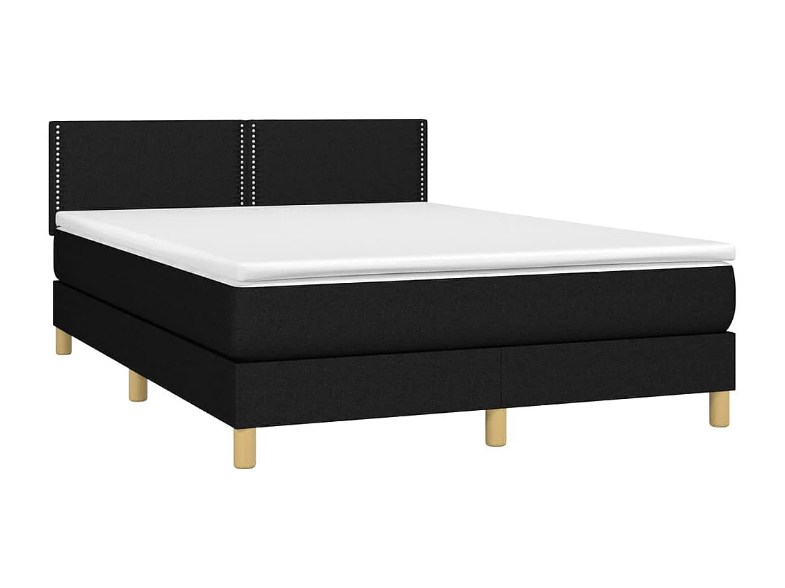 Boxspring met matras en LED stof zwart 140x190 cm