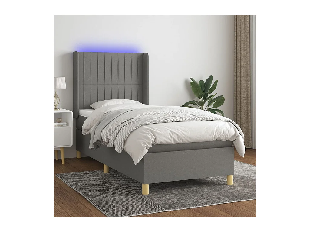 Sommier à lattes de lit matelas LED Gris foncé 80x200cm Tissu
