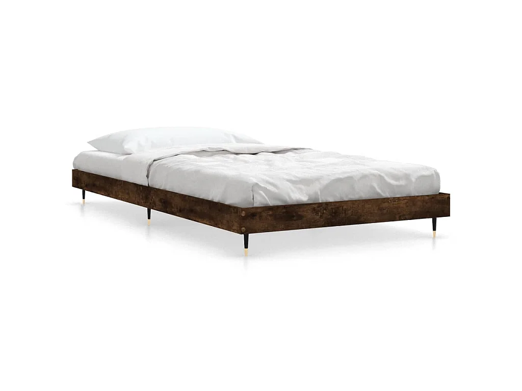 Cadre de lit sans matelas chêne fumé 90x190cm bois d'ingénierie