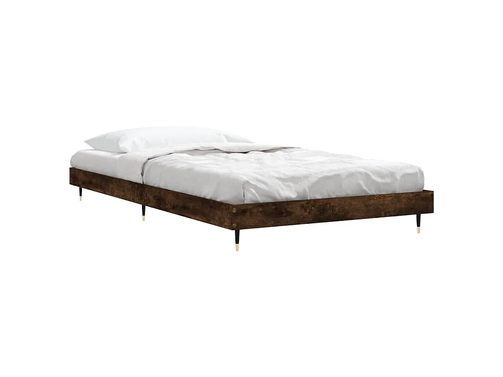 Cadre de lit sans matelas chêne fumé 90x190cm bois d'ingénierie