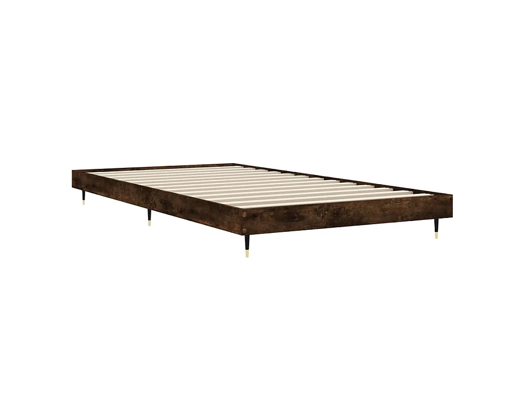 Cadre de lit sans matelas chêne fumé 90x190cm bois d'ingénierie
