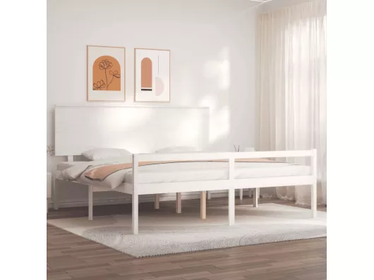 Kauf Unique Seniorenbett mit Kopfteil Weiß Super Kingsize Massivholz