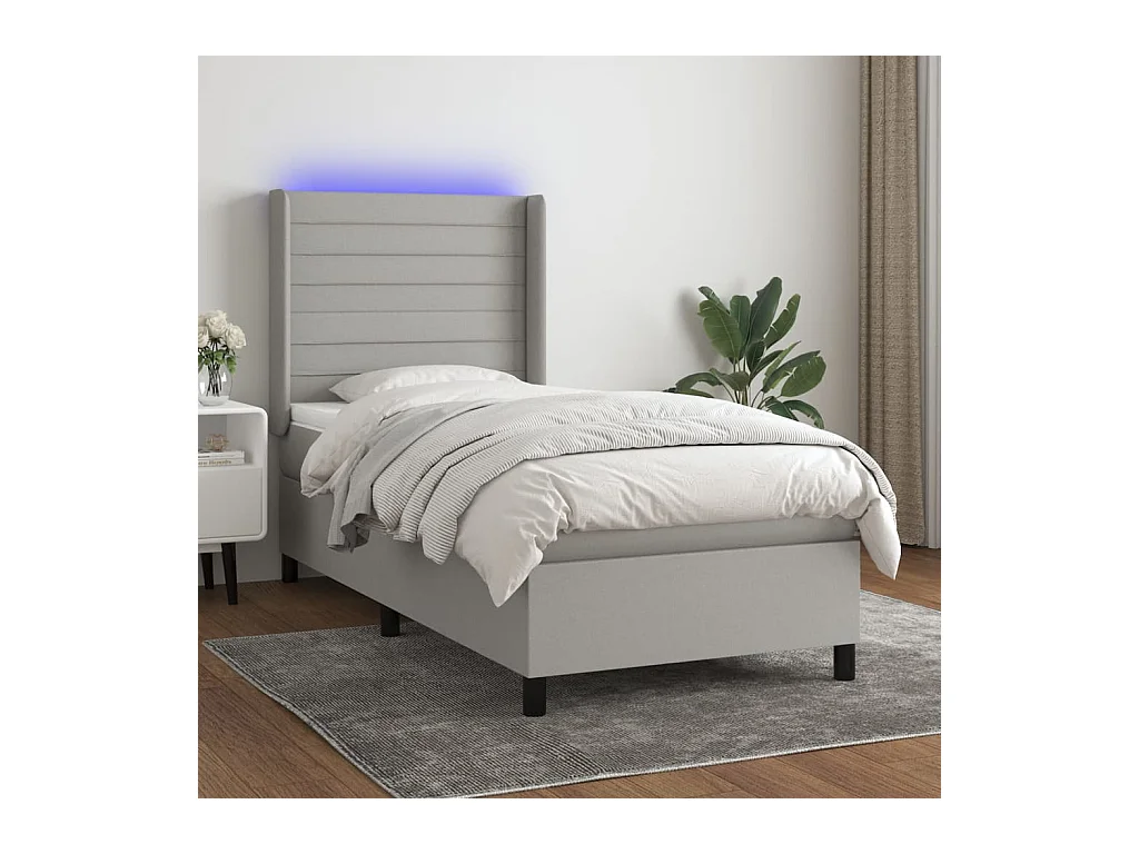 Sommier à lattes de lit matelas LED Gris clair 90x200cm Tissu