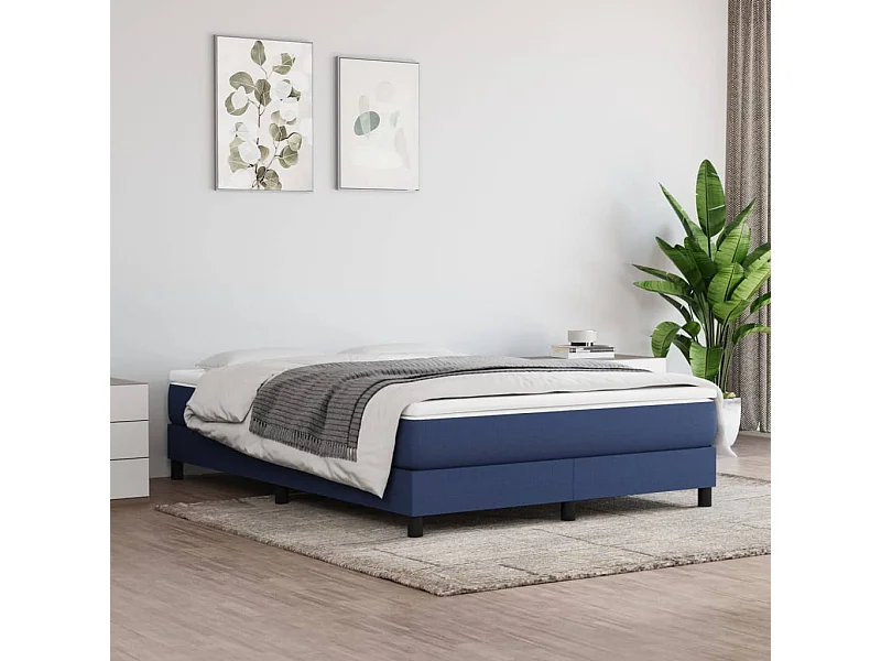 Estrutura de cama com molas 140x190 cm tecido azul