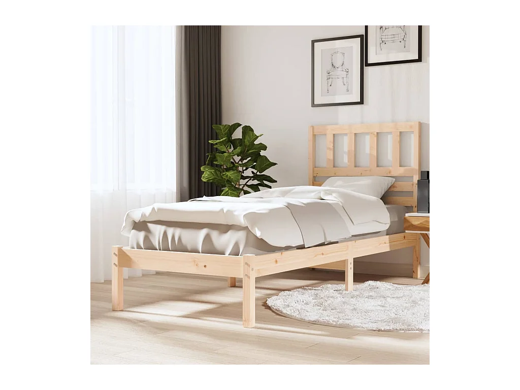 Estructura de cama madera maciza de pino 75x190 cm