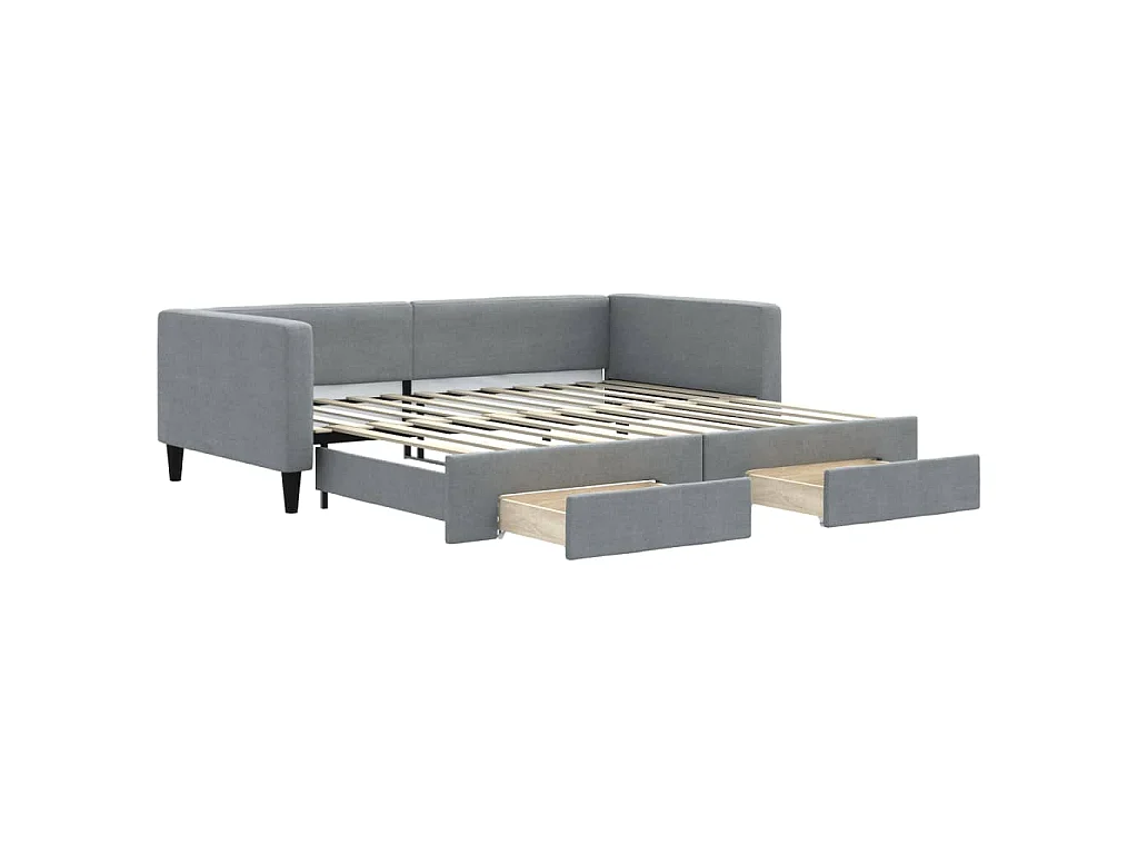 Divano Letto Estraibile Cassetti Grigio Chiaro 100x200 Tessuto