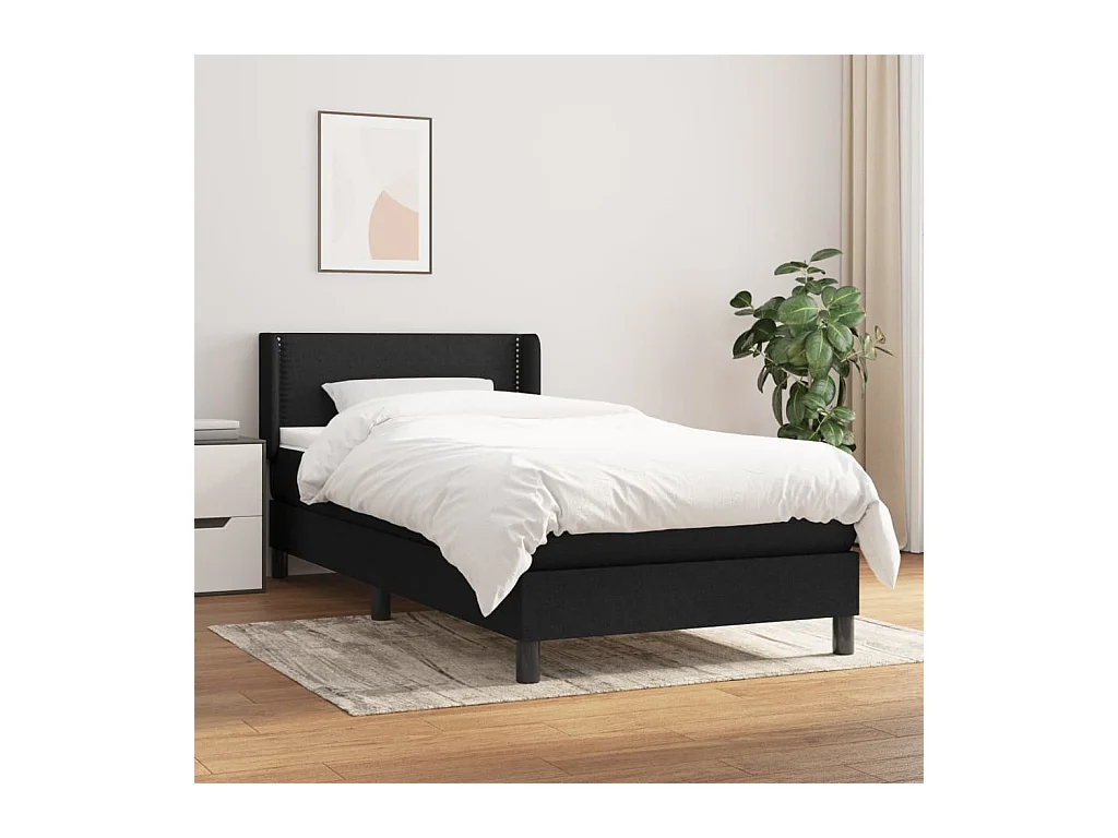 Boxspring met matras stof zwart 90x200 cm