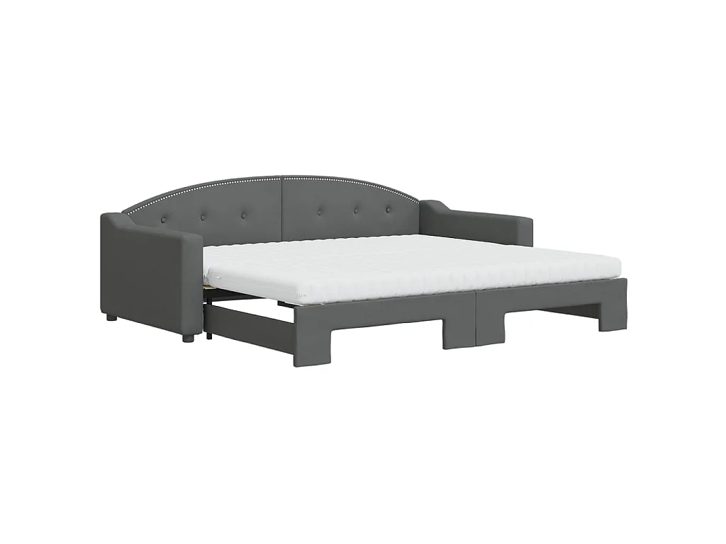 Tagesbett Ausziehbar mit Matratzen Dunkelgrau 90x200 cm Stoff