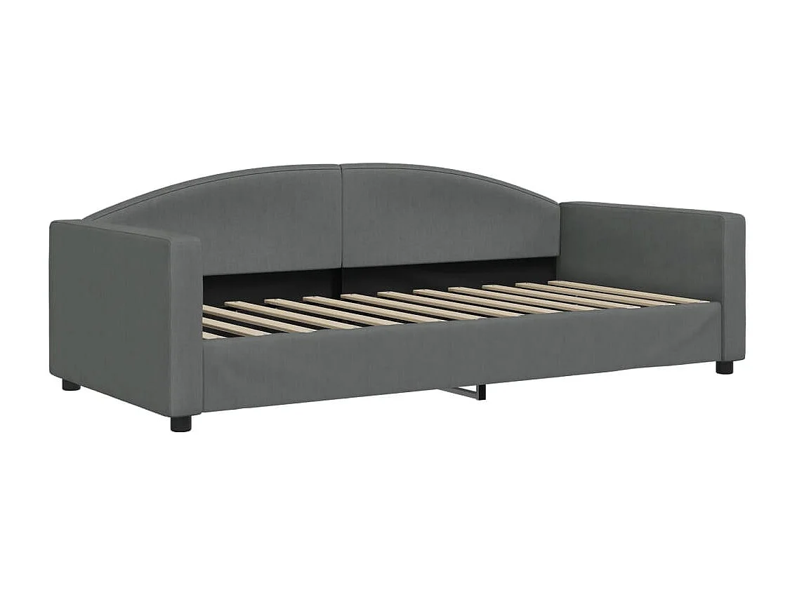 Divano Letto Estraibile Cassetti Grigio Scuro 90x200cm Tessuto