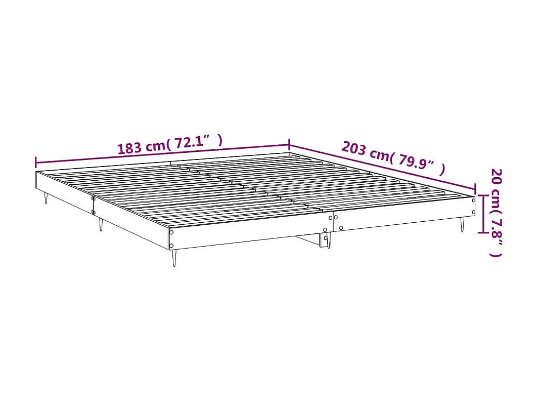 Bedframe zonder matras hout sonoma eikenkleurig 180x200 cm