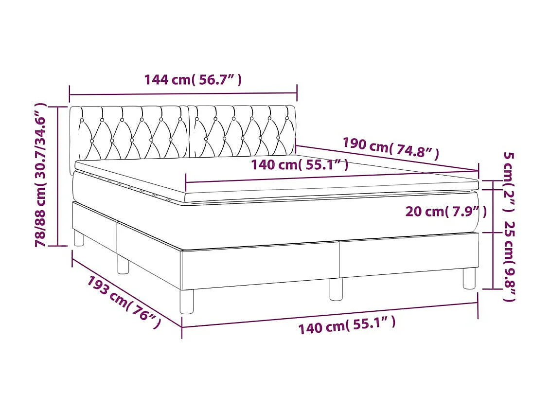 Boxspring met matras en LED stof lichtgrijs 140x190 cm