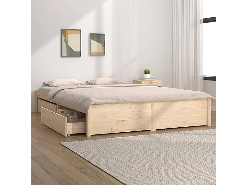 Cadre de lit sans matelas avec tiroirs