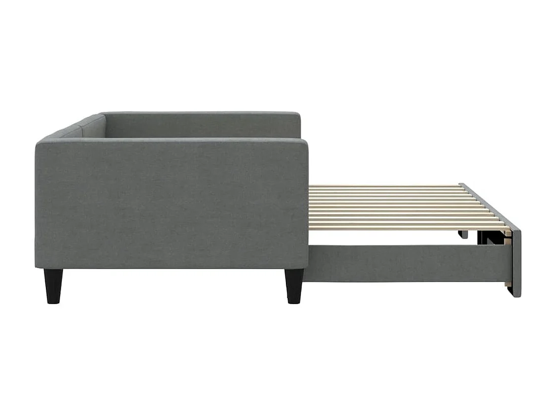 Tagesbett Ausziehbar Dunkelgrau 100x200 cm Stoff