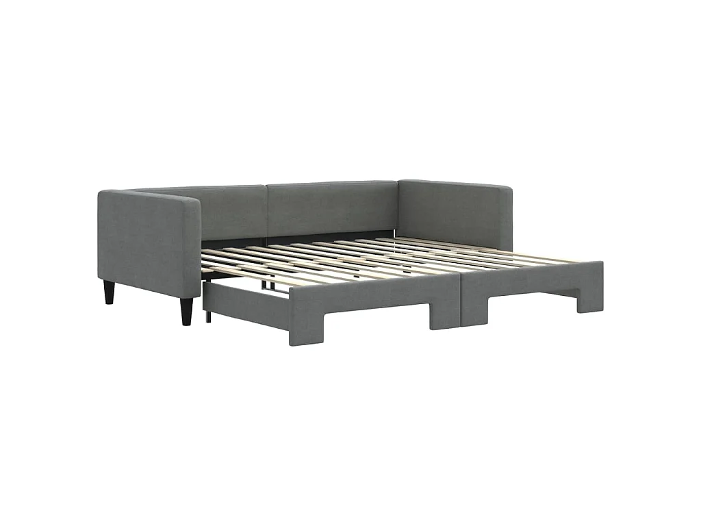 Lit de jour avec gigogne sans matelas gris foncé 100x200 cm