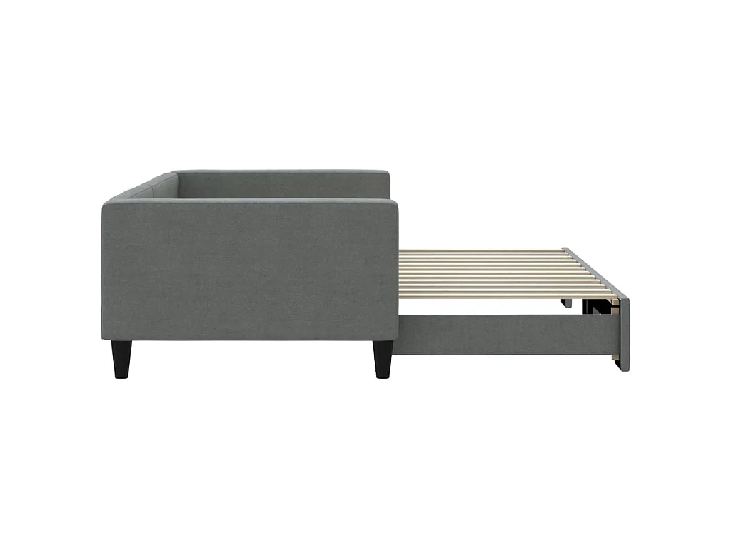 Lit de jour avec gigogne sans matelas gris foncé 100x200 cm