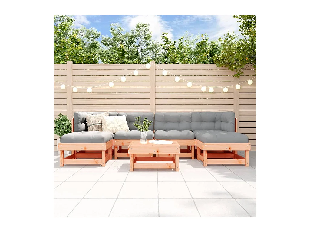 Salon de jardin 7 pcs avec coussins bois massif douglas