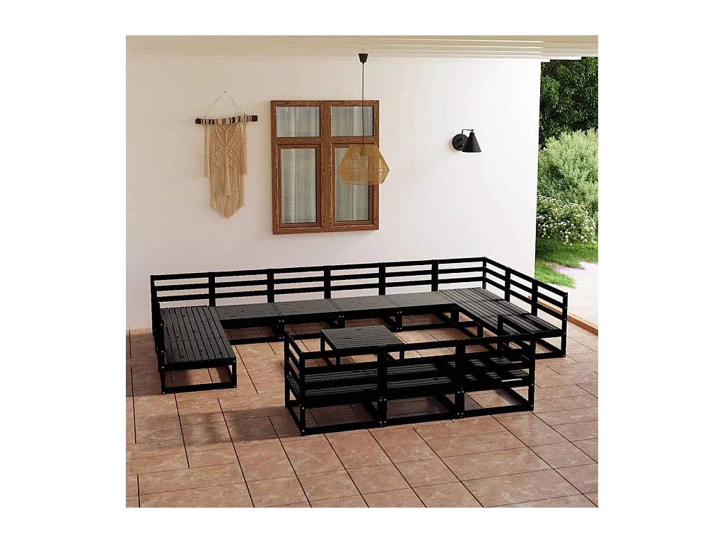 14-delige Loungeset massief grenenhout