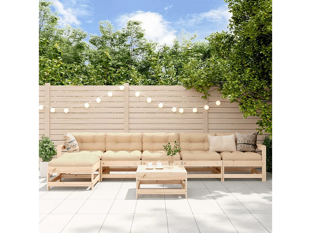 7-delige Loungeset massief grenenhout