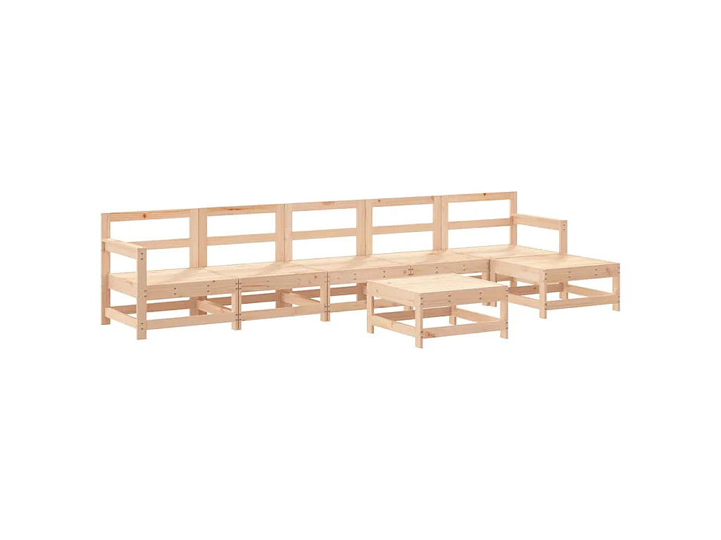 Juego de muebles de jardín 7 piezas madera maciza de pino