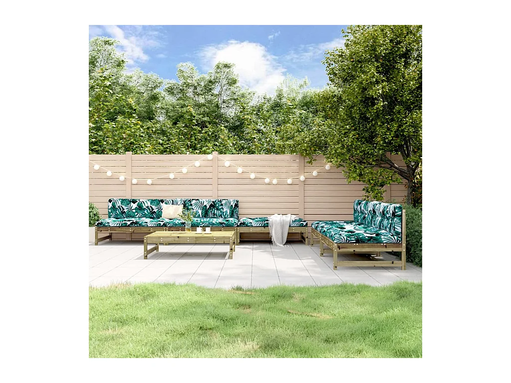 Salon de jardin 6 pcs bois de pin imprégné