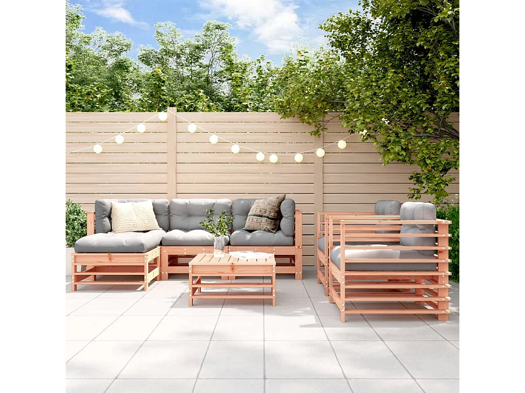Juego de muebles de jardín 7 pzas madera maciza abeto Douglas