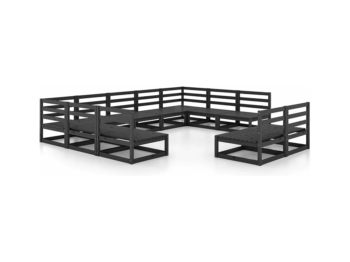 Set Divani da Giardino 11 pz in Legno Massello di Pino